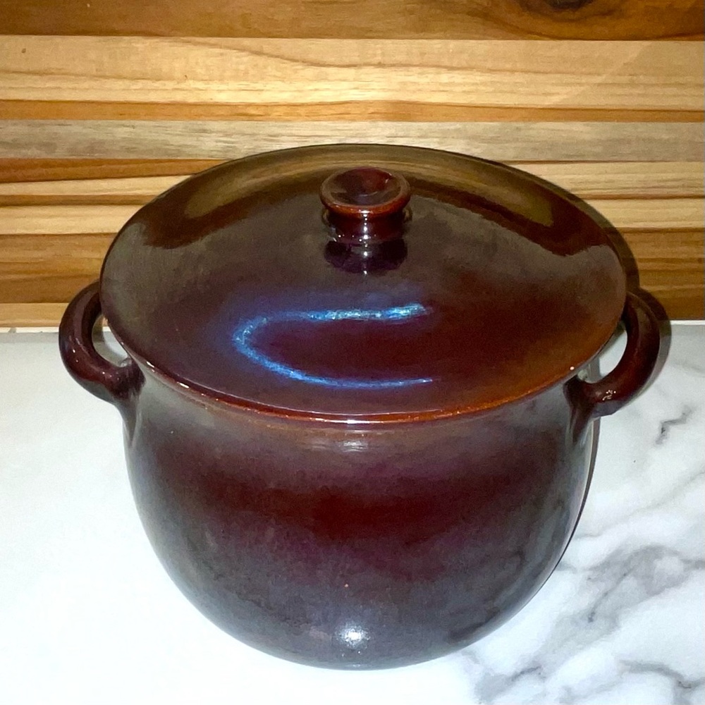 Piral Albisola Terracotta Soup Pot Cauldron With Handles And Lid Made In Italy